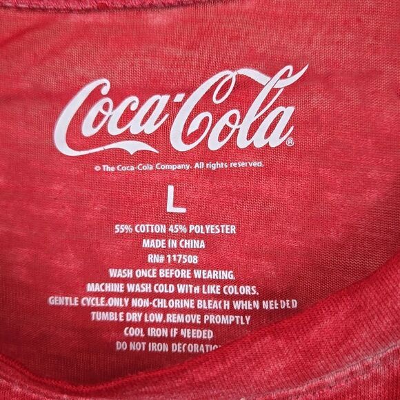 Coca Cola Women's Red Graphic Tee Semi-Sheer Burnout Knit Top Casual T-shirt L - Picture 3 of 6